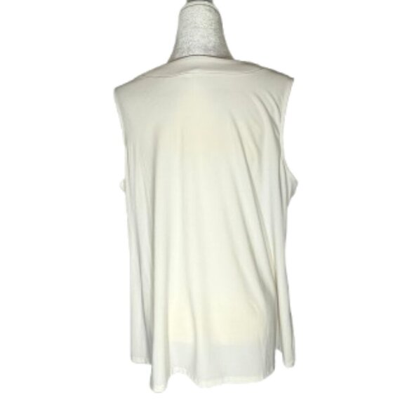 Franne Golde Women's White V-Neck Sleeveless Blouse Size XL - Picture 4 of 9